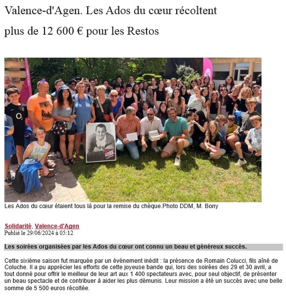 Scan de l'article de presse du 29 juin 2024